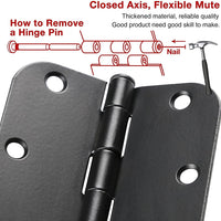 3.5" No Squeak Black Hinges, 5/8" Radius