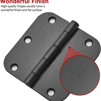 3.5" No Squeak Black Hinges, 5/8" Radius
