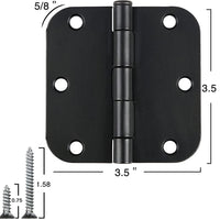 3.5" No Squeak Black Hinges, 5/8" Radius