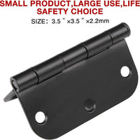 3.5" No Squeak Black Hinges, 5/8" Radius