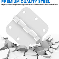 3.5 Inch Residential White Matte Door Hinges with 5/8 Inch Round Corners