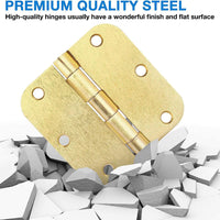 3.5 Inch x 3.5" Ball-Bearing 5/8 Radius Satin Brass Full Mortise Interior Door Hinges