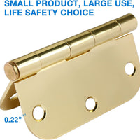 3.5x 3.5 Inch Ball-Bearing 58 Radius Polished Brass Mortise Interior Door Hinges