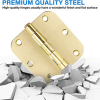 3.5" Polished Brass Hinges, 5/8" Radius