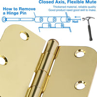 3.5x 3.5 Inch Ball-Bearing 58 Radius Polished Brass Mortise Interior Door Hinges