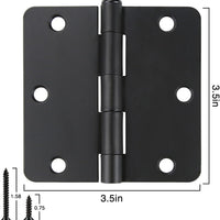 3.5" Black Door Hinges, 1/4" Radius