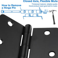 3.5" Black Door Hinges, 1/4" Radius