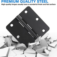 3.5" Black Door Hinges, 1/4" Radius
