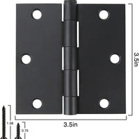 3.5" x 3.5 Inch Square Corners Residential Bedroom Matte Black Door Hinges