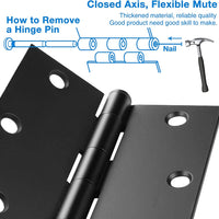 3.5" Black Door Hinges, Square Corner