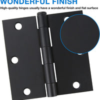 3.5" x 3.5 Inch Square Corners Residential Bedroom Matte Black Door Hinges
