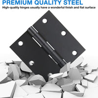 3.5" x 3.5 Inch Square Corners Residential Bedroom Matte Black Door Hinges