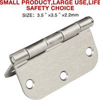3 1/2" X 3 1/2" Brushed Nickel Door Hinges Satin Nickel Plain Bearing Rounded 5/8" Radius Corners