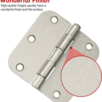 3 ½"x 3 ½" Brushed Nickel Door Hinges with 5/8” Radius Corners