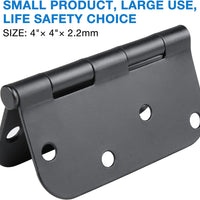 4" Black Door Hinges, 5/8" Radius