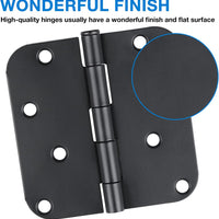 4" Black Door Hinges, 5/8" Radius
