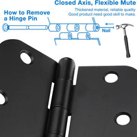 4" Black Door Hinges, 5/8" Radius