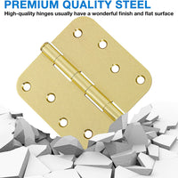 4" x 4" Ball-Bearing 5/8 Radius Satin Brass Full Mortise Exterior Door Hinges
