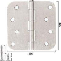 4" Satin Nickel Hinges, 5/8" Radius