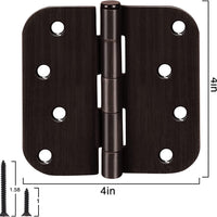 4" Oil Rubbed Bronze Hinges, 5/8" Radius