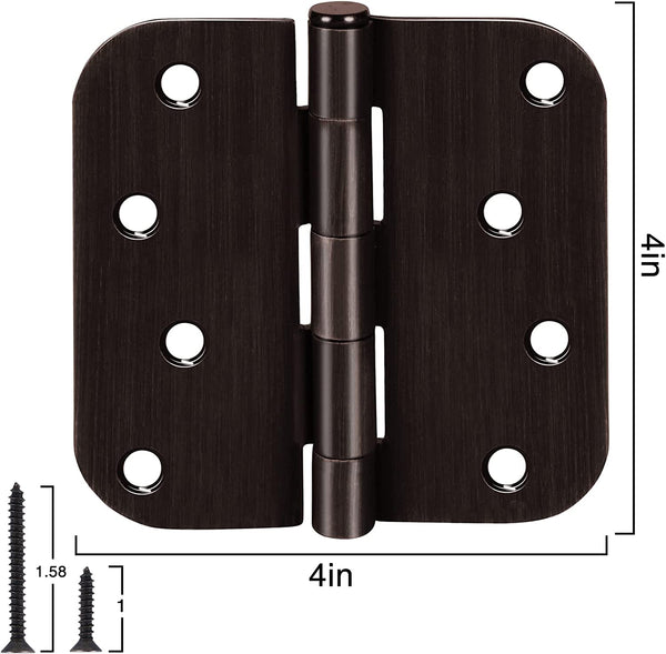 4" x 4" Ball-Bearing Standard Round Corners Oil Rubbed Bronze Mortise Exterior Door Hinges