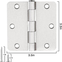 3.5" Brushed Nickel Door Hinges , 1/4" Radius