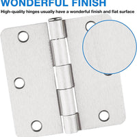 3.5" Brushed Nickel Door Hinges , 1/4" Radius