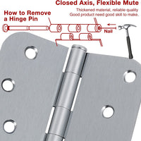 4 Inch Satin Chrome Hinges - Ball-Bearing, 5/8” Radius