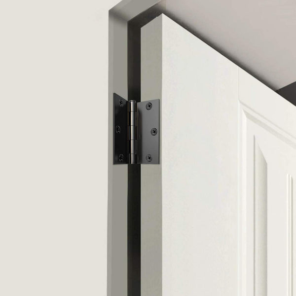 3.5" x 3.5 Inch Square Corners Residential Bedroom Matte Black Door Hinges