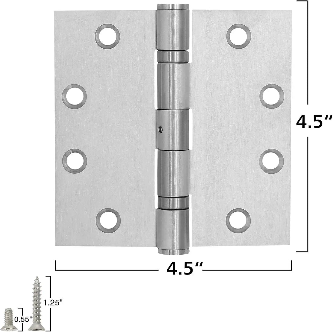 4.5" Stainless Steel Hinges, Square Corners
