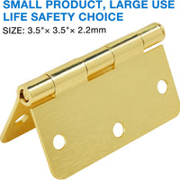 Satin Brass 3.5 Inch 14 Radius Door Hinges 