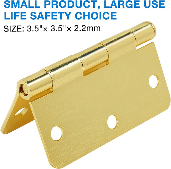 Satin Brass 3.5 Inch 14 Radius Door Hinges 