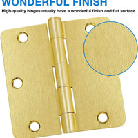 Satin Brass 3.5 Inch 14 Radius Door Hinges 