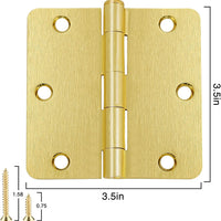 Satin Brass 3.5 Inch 14 Radius Door Hinges 