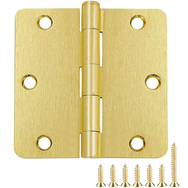 Satin Brass 3.5 Inch 14 Radius Door Hinges 