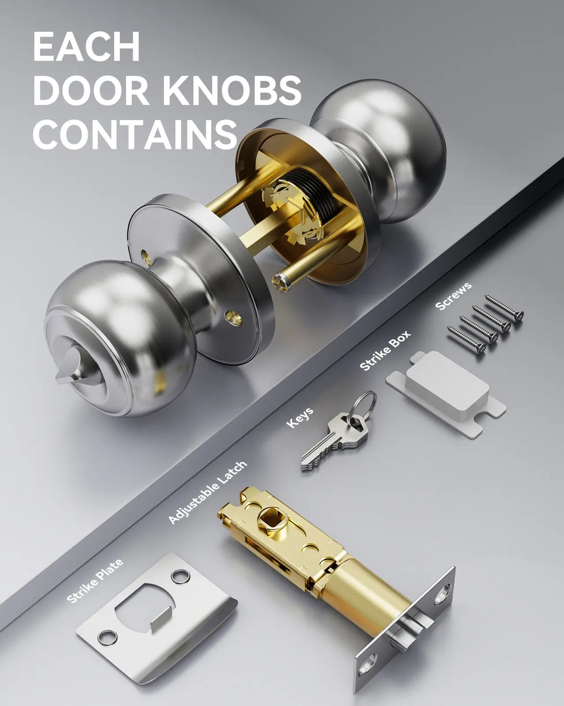 Nob Lock Brushed Nickel Door Knob with Lock – Secure Entry Set – tdchinges