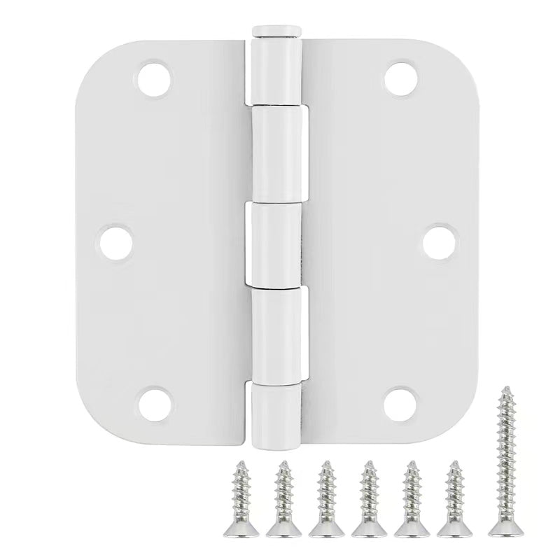 3.5 Inch Residential White Matte Door Hinges with 5/8 Inch Round Corners