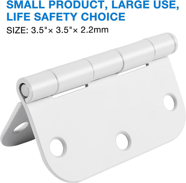 3.5 Inch Residential White Matte Door Hinges with 5/8 Inch Round Corners