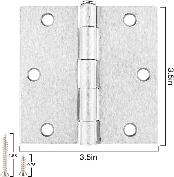 3.5 Inch Square Radius Interior Door Hinges Brushed /Satin Nickel Hinges