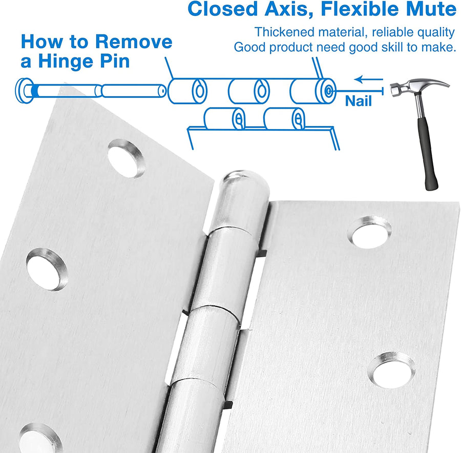 3.5 Inch Square Radius Interior Door Hinges Brushed /Satin Nickel Hinges