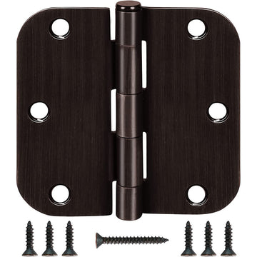 3.5" Oil-Rubbed Bronze Door Hinges: 5/8" Radius, Reversible Pin