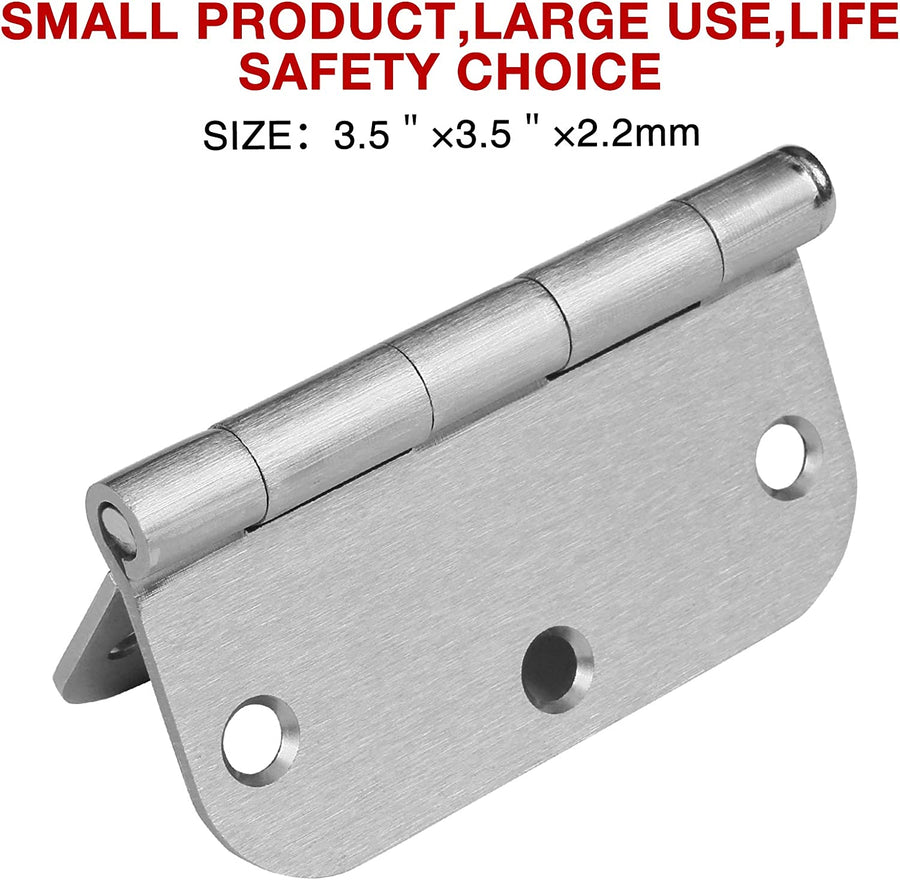 3.5" x 3.5 Inch 5/8" Radius Rounded Brushed Nickel Door Hinges