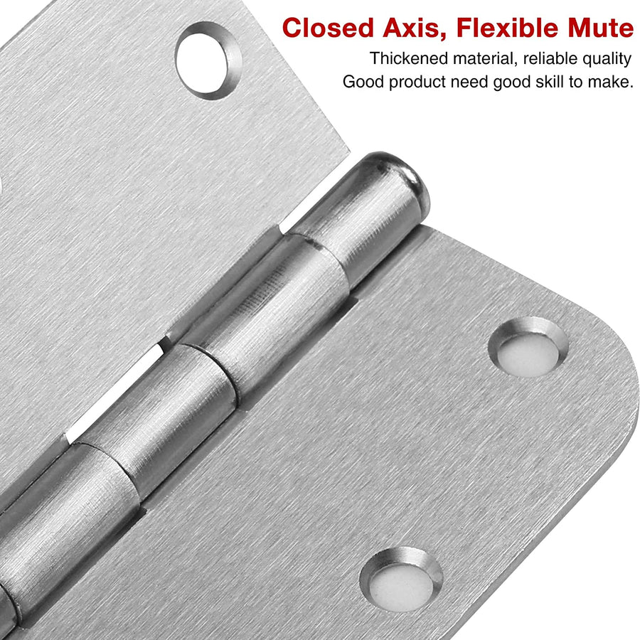 3.5" x 3.5 Inch 5/8" Radius Rounded Brushed Nickel Door Hinges