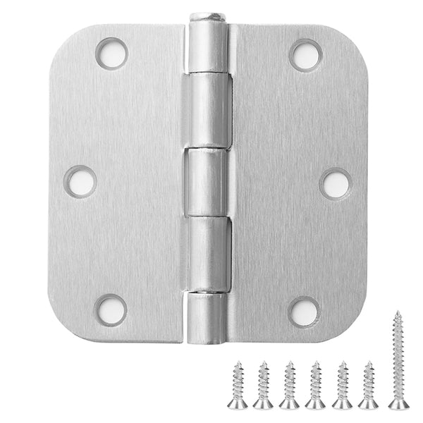 3.5" x 3.5 Inch 5/8" Radius Rounded Brushed Nickel Door Hinges
