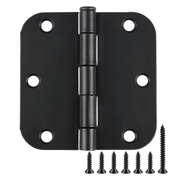 3.5" x 3.5 Inch 5/8" Radius Rounded Matte Black Door Hinges