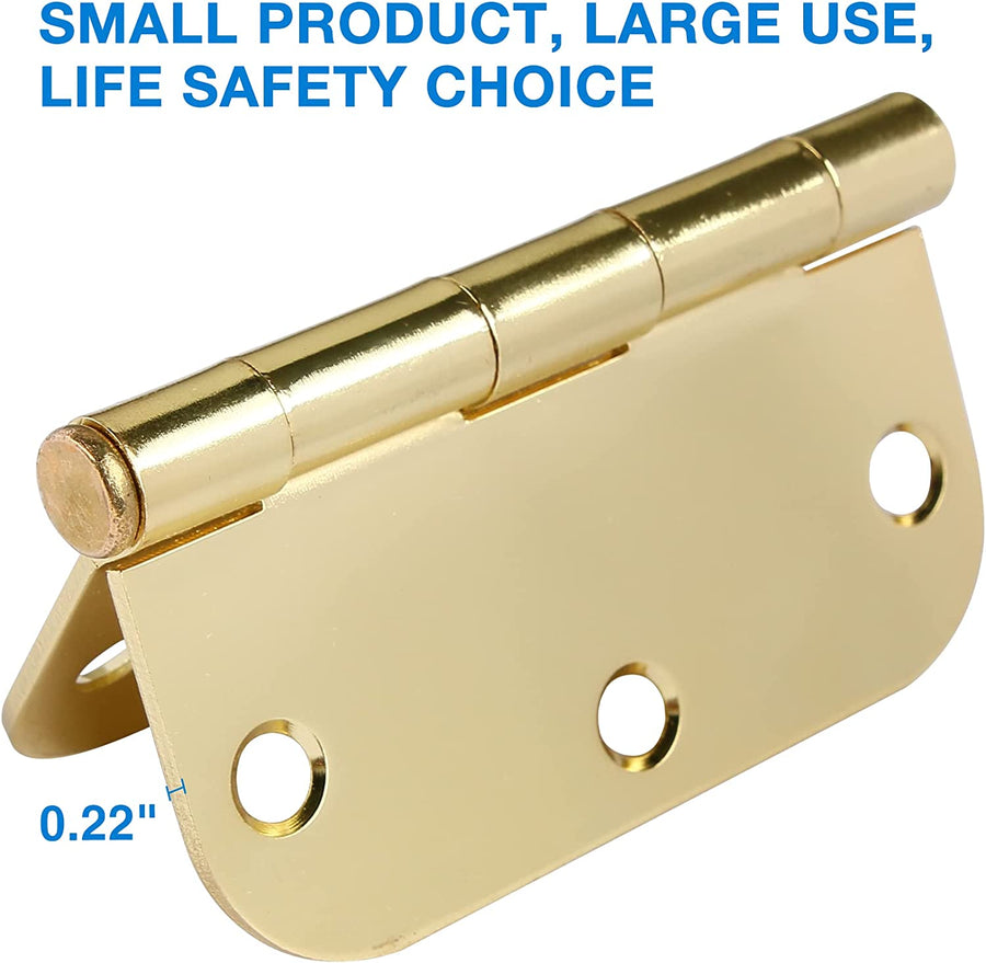 3.5x 3.5 Inch Ball-Bearing 58 Radius Polished Brass Mortise Interior Door Hinges