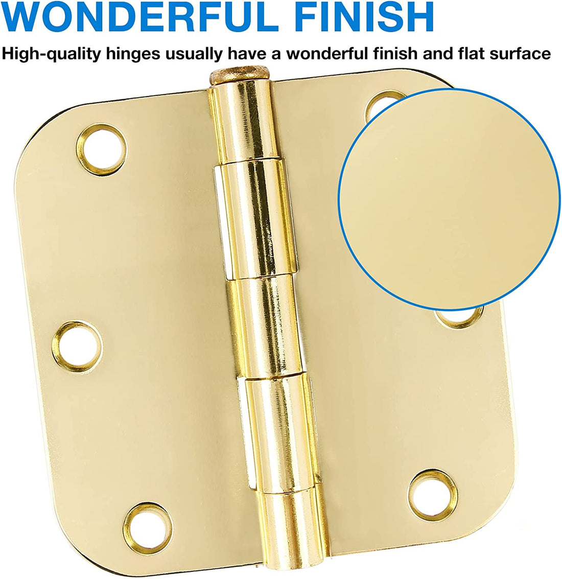 3.5x 3.5 Inch Ball-Bearing 58 Radius Polished Brass Mortise Interior Door Hinges