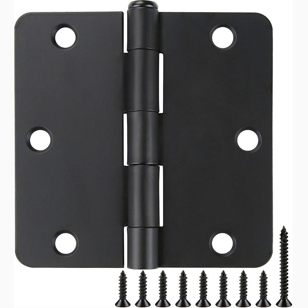 3.5" x 3.5 Inch Full Mortise 1/4" Radius Interior Matte Black Door Hinges