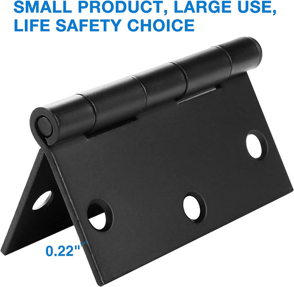3.5" x 3.5 Inch Square Corners Residential Bedroom Matte Black Door Hinges
