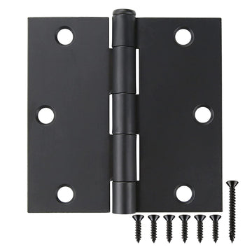 3.5" x 3.5 Inch Square Corners Residential Bedroom Matte Black Door Hinges